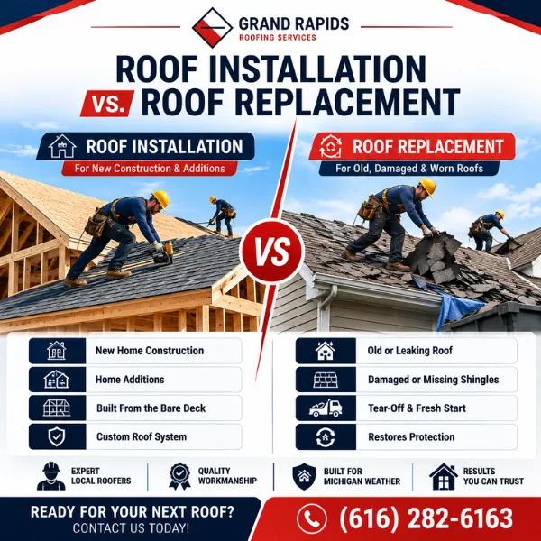 Roof Installation vs. Roof Replacement