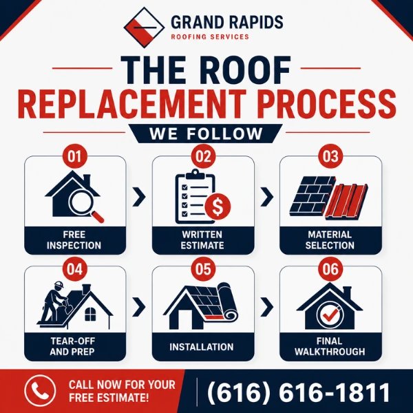 The Roof Replacement Process We Follow For Roof Replacement in Grand Rapids, MI